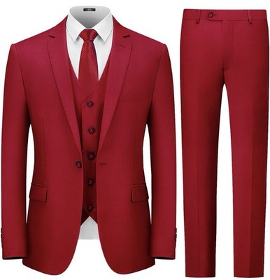   Cooper & Nelson Men s 3-Piece Slim Fit Suit Set   Red | 3XL | NEW