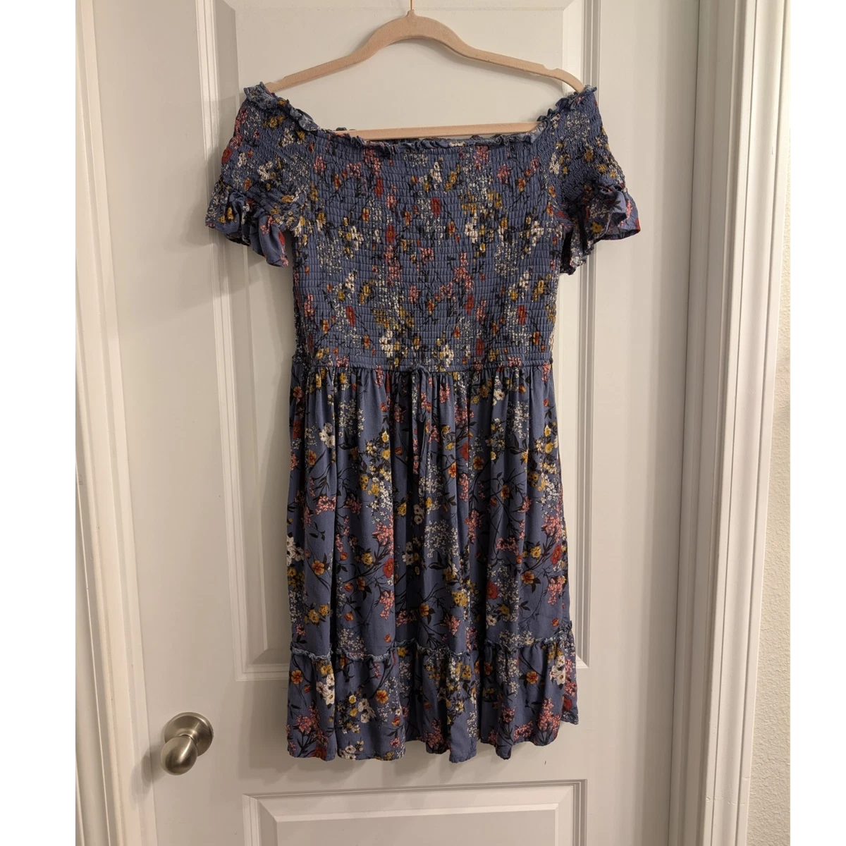 chinese dress ladies Xhilaration Floral Off the Shoulder Drawstring Waist Maxi Dress- Size  The  Saved Collection