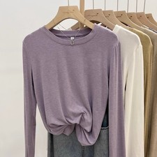 Women Soft Slim Long Sleeve T-Shirt Top Basic Blouse Fitted top Pullover Tee