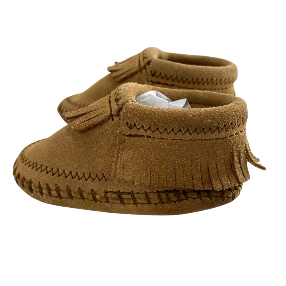 Minnetonka Infants Riley Booties Soft Suede Upper Fringe 2 Boho Comfy Pull On - Image 3 of 4