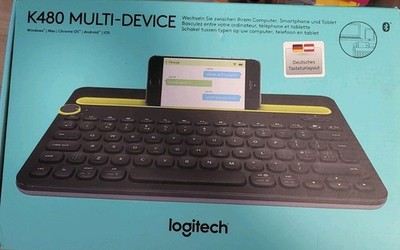 Logitech K480 Multi-Device Bluetooth Tastatur Schwarz/Gelb QWERTZ DE OVP