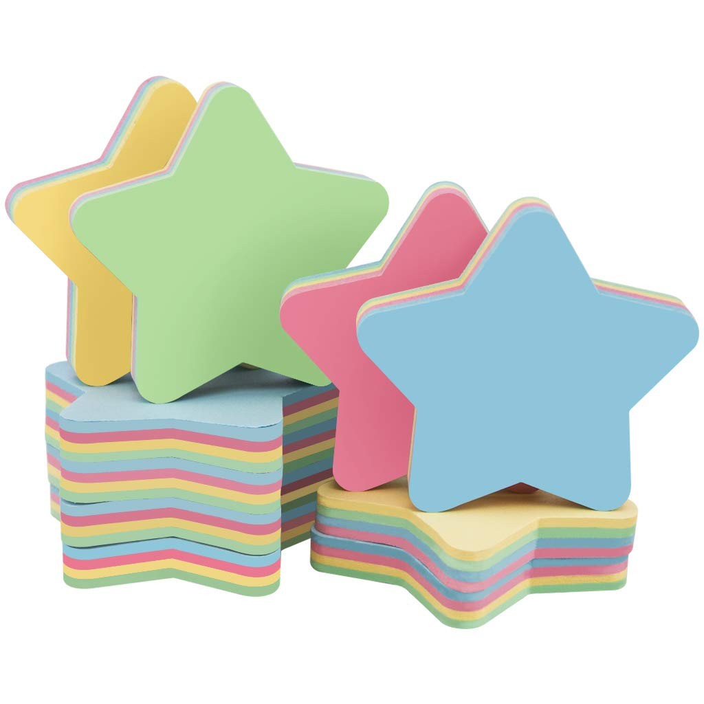 Star Sticky Notes - 1000 Sheets Mixed 4 Color Bulk Sale Sticky Memo Post Memo...-image