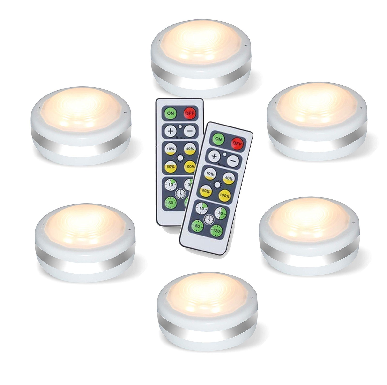 Battery Operated Puck Lights with Remote, Wireless Led Under Cupboard