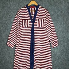 Carolina Herrera Red White Navy Striped Shirt Dress Pockets Size 8
