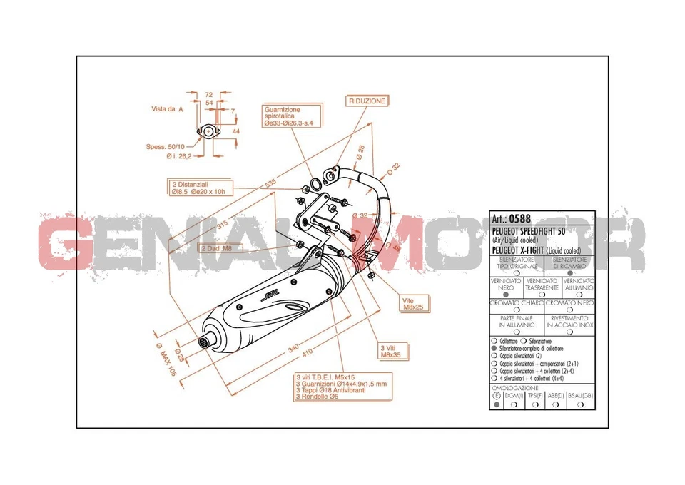 Echappement Complete Leovince Sito Acier Peugeot X Fight 50 Kat 2000 > 2002 - Photo 3/3