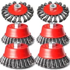4 Inch Wire Wheel Brush Set for Grinder, 6 Pack Wire Wheels for 4 1/2 Angle G...