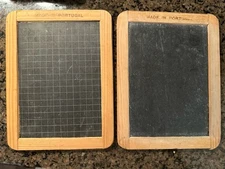Lot Of 2 Vintage School House Child's Double Sided Slate Chalk Board Portugal