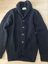 EDIFICE Wool Blend Shawl Collar Cardigan M Navy Used