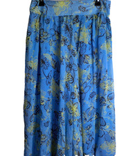 Provence D'amour Women's Blue Floral Silk Skirt Size 8/ 1855