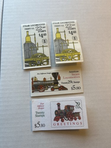 Lot von vier US Briefmarken Heft DAMPFLOKOMOTIVEN