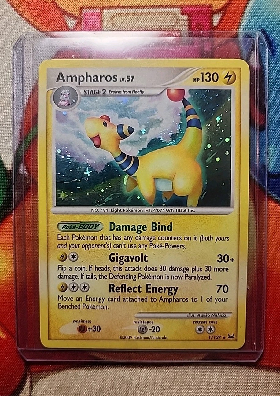 Pokémon TCG Ampharos LV.57 1/127 Platinum Holo Rare - LP+ w/ SWIRL 💫