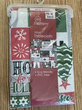 Winter Wonder Lane Home For The Holidays 60” Round Vinyl Tablecloth Brand New