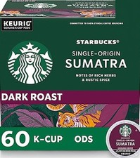 Starbucks K-Cup Coffee Pods,Dark Roast Coffee,Sumatra for Keurig Brewers,60 pods