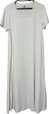 Uniqlo U Short Sleeve Dress Off White L Crew Neck Cotton Summer Sale