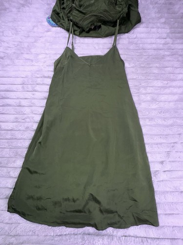 J.Crew Small High Neck Sheer Green LS Floral Tunika Kleid Slip Boho Cottagecore - Bild 8 von 11