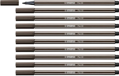 STABILO Pen 68 - Premium Fibre-Tip Pen - Pack of 10 - Umber