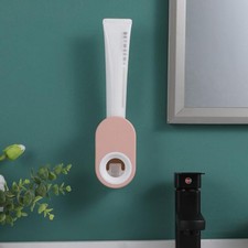 Reusable Toothpaste Dispenser Pink Wall Mounted Holder for Bathroom and Kitchen