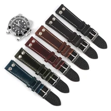 Handmade Genuine Leather Rivets Watch Band Strap Stainless for PAM00441 24mm