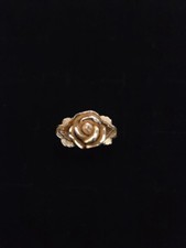 Gold Tone Flower Rose Ring Metal Adjustable Fashion Jewelry Costume Statement