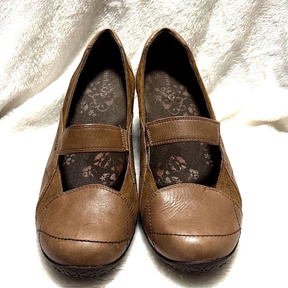 Zapatos de tacón de cuña Merrell J46204 de cuero marrón orquídea Mary Jane para mujer talla Foto 3 de 4