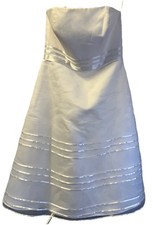 David’s Bridal Tea Length White Strapless Wedding Dress Size 14 Galina T8792