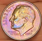 2006-D Roosevelt Dime Beautiful Lustrous Gold/Rainbow Toned Coin   #12