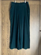 BNWT Fatface Copper and Black Collection Wide Leg Green Teal Trousers Size 12
