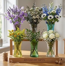 Glass Waisted Vase for Hand Tied Bouquets - 20cm Ribbed Fluted Vase Home Decor