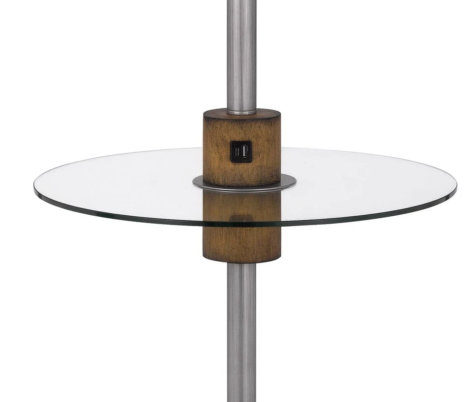 150W 3 Way Lavaca Metal Floor lamp with Glass Tray Table and 1 USB and 1 Type... - Image 2 of 2