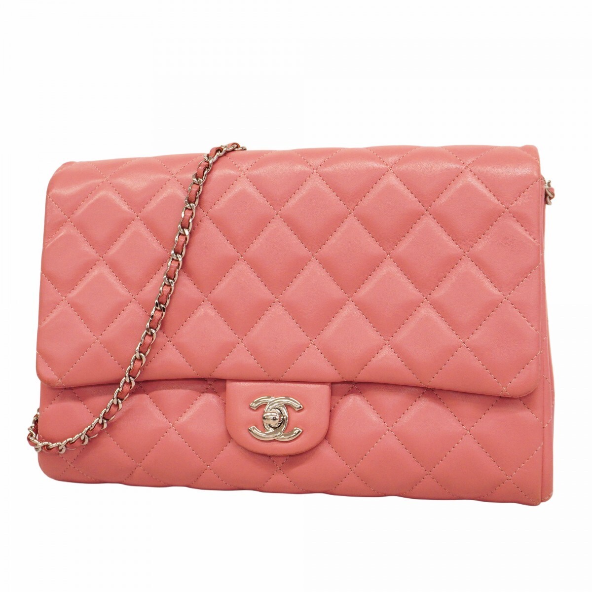 Chanel Lambskin Matelasse Chain Shoulder Bag Pink Silver Hardware 426495-image