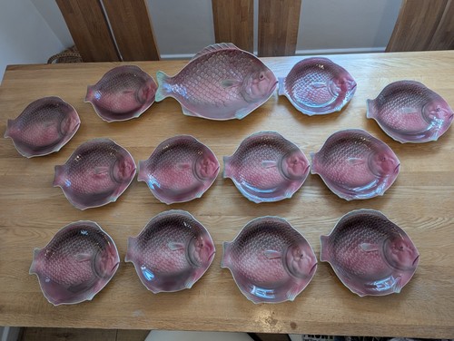 Shorter And Son Fish Plates Full Set 1 Large 12 Serving Plates