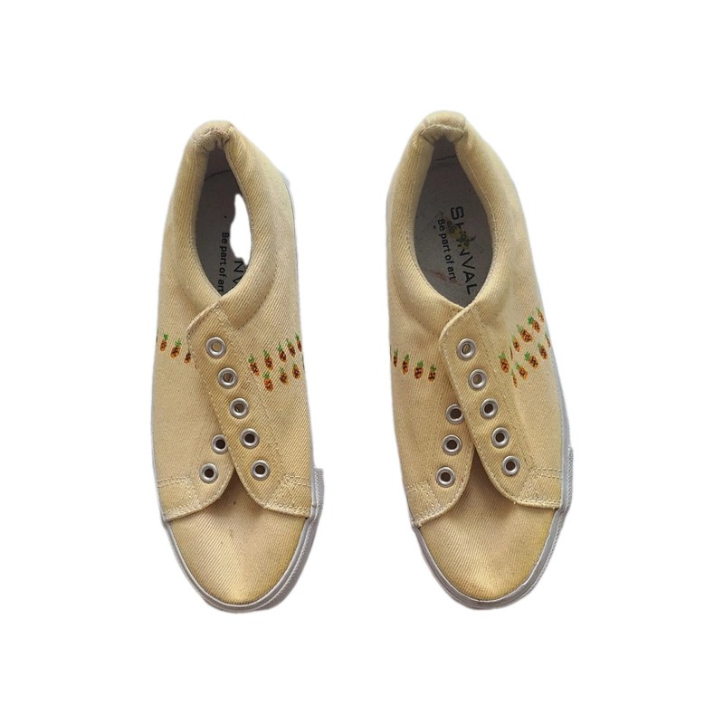 Womens Size 6 Yellow shoes With Cute Pineapples On Them.