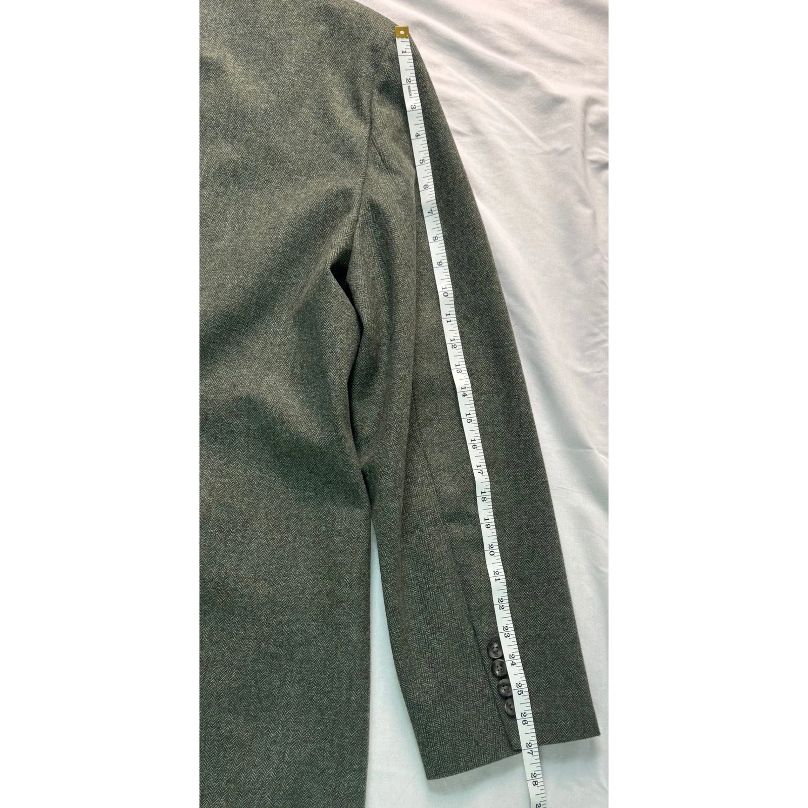 JF J Ferrar Mens Green Herringbone Wool Blend Topcoat Overcoat XXL NEW - product detail image 14