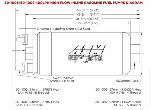 pompa benzina ESTERNA 400 litri/h LT/h AEM 50-1009 ORIGINALE bosch 044 e85 LPH - Afbeelding 6 van 6