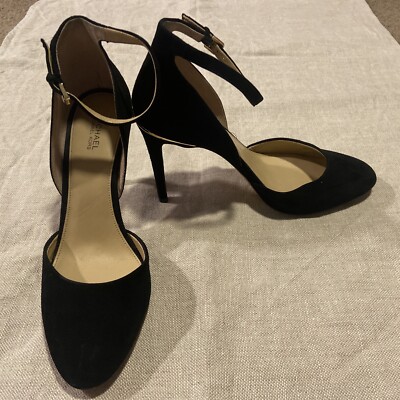 Women's Michael Kors MK Georgia Ankle Strap D'Orsay Suede Heels