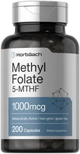 Methyl Folate 1000 mcg | 200 Capsules | 5-MTHF | Methylfolate | by Horbaach