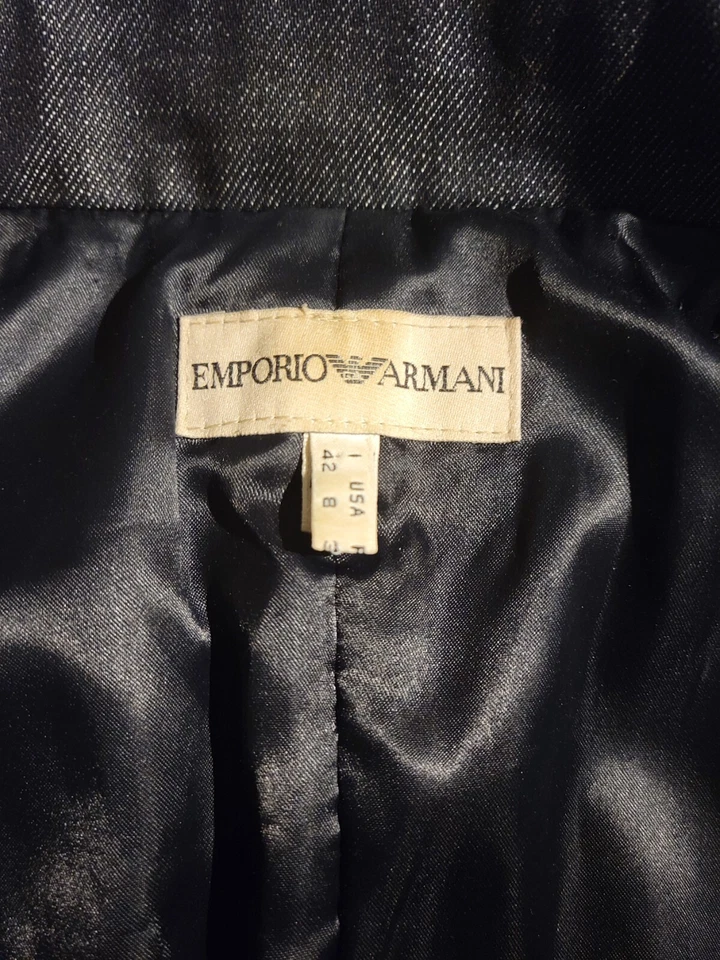 NUEVO SIN ETIQUETAS Chaqueta Blazer Abrigo Emporio Armani Talla 8 Italia Lana Virgen Abotonada Azul Marino  Foto 2 de 4