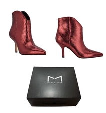 MARC FISHER LTD Haylian Boots Womens Size 7.5 Red Snake Print Leather NEW $199