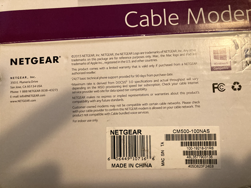 Netgear CM500 Cable Modem 680+- Mbps DOCSIS 3.0 Fast Web Internet Access - Picture 3 of 4