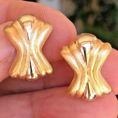 Vintage Italian Leverback Earrings Beautiful 18k Solid Gold Click