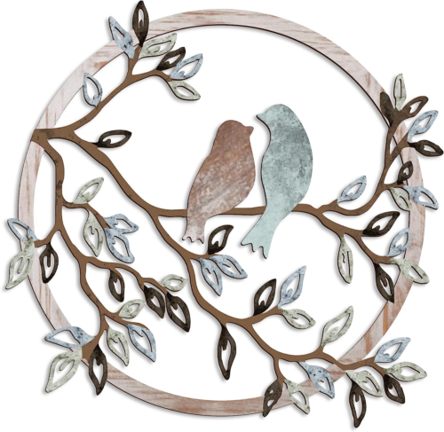 Arte de pared de metal pájaro en rama de árbol pájaro pared silueta pájaro pared arte decoración para  - Imagen 1 de 6
