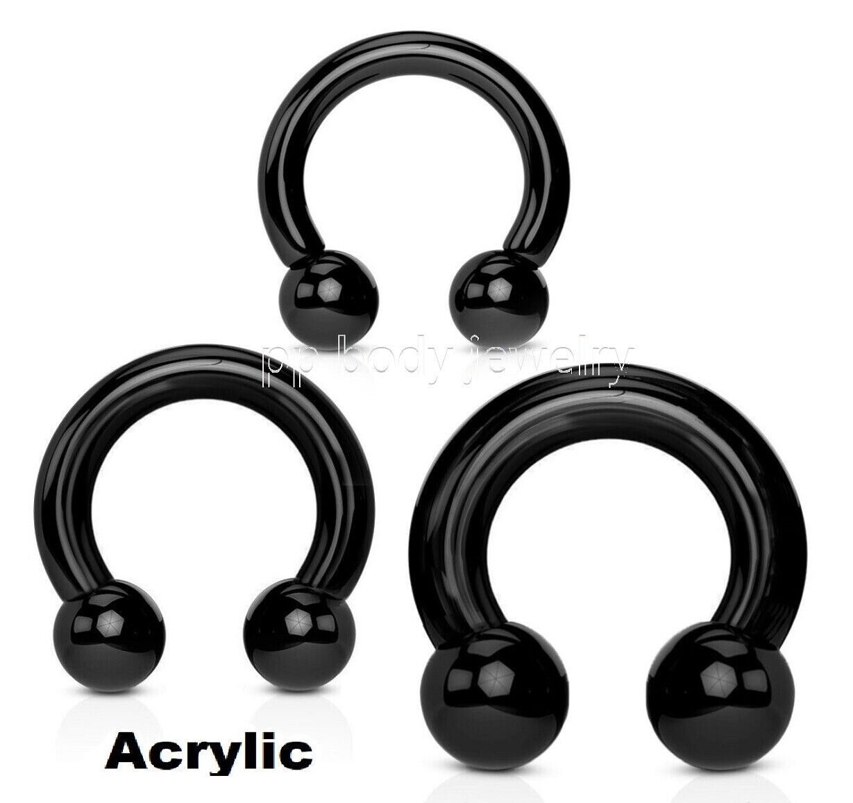 PAIR Acrylic Horseshoe Circular Barbell Earrings & Septum Ring 10G to