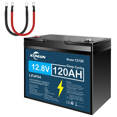#ad 12V 120Ah LiFePO4 Battery w 100A BMS Group 24 for RV Solar Marine Camping $189.99