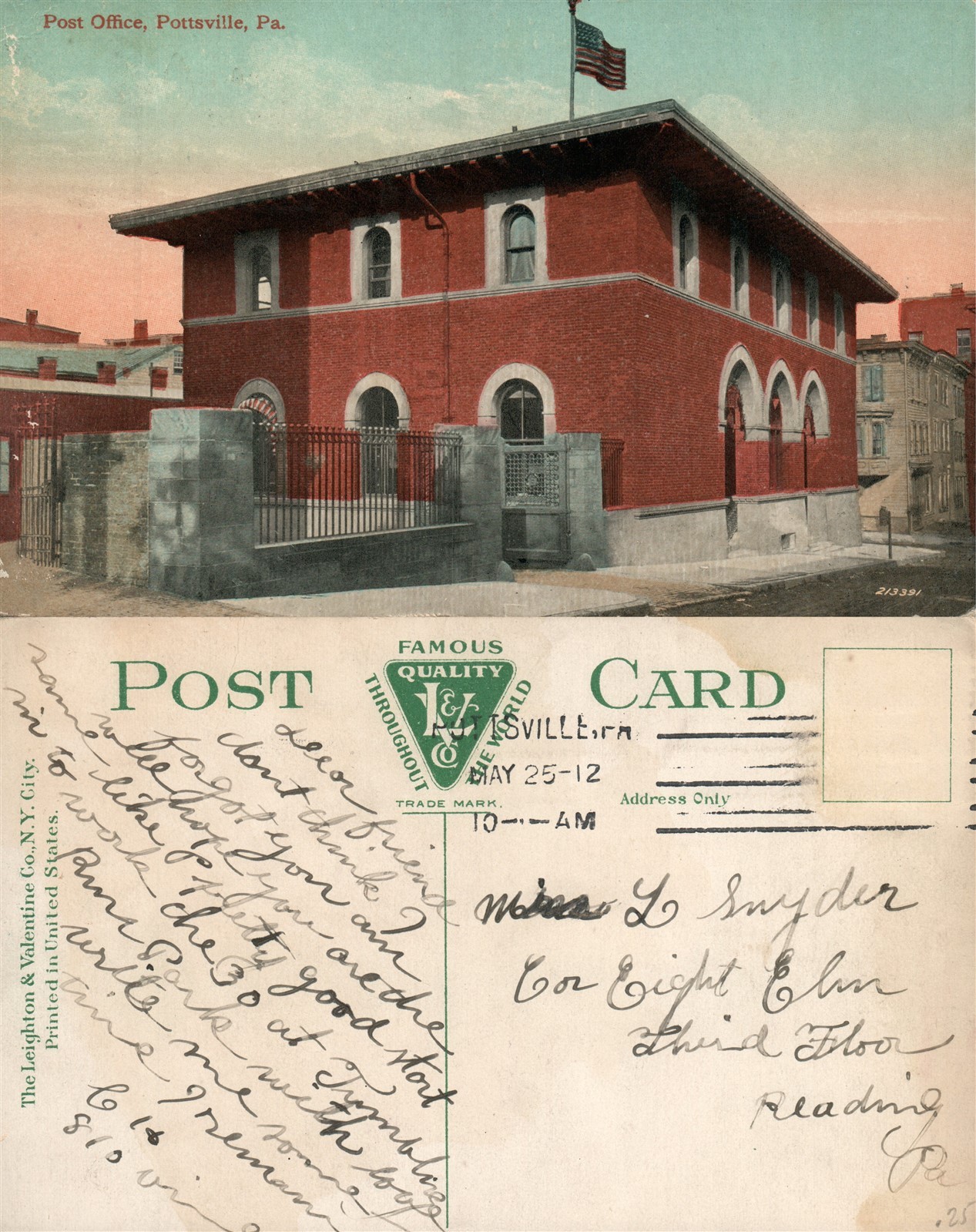 POTTSVILLE PA POST OFFICE 1912 ANTIQUE POSTCARD eBay