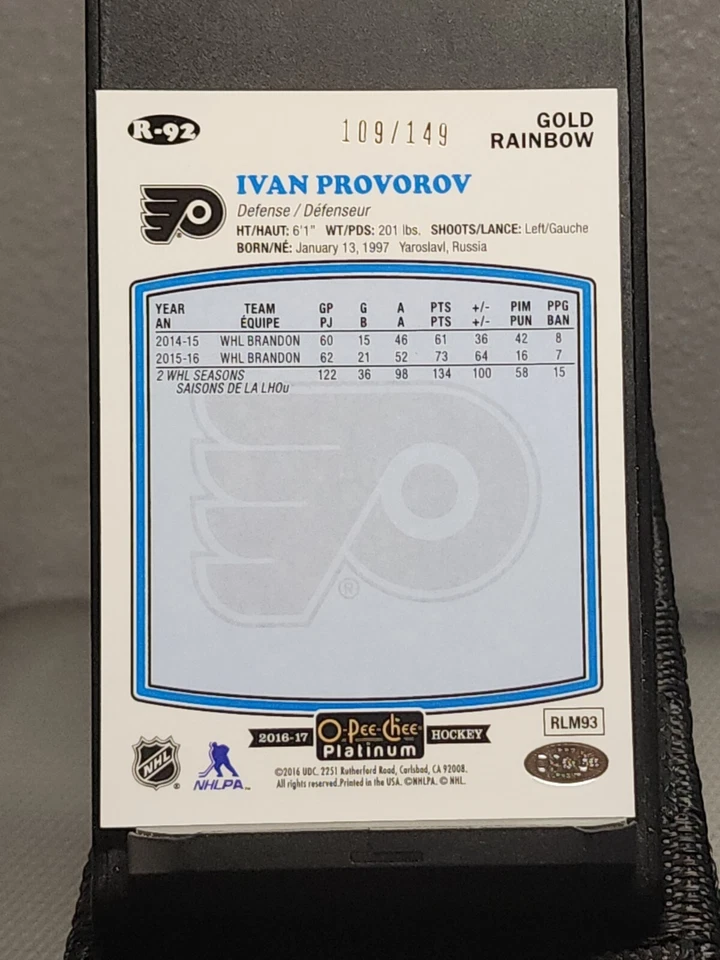 E 2016-17 OPC O-Pee-Chee Platinum Gold Rainbow /149 Ivan Provorov RC p748 Mint - Image 4 of 4