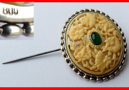 Brosche, Blumen, Handarbeit, 800er Silber, um 1900 Z210 - Picture 6 of 8