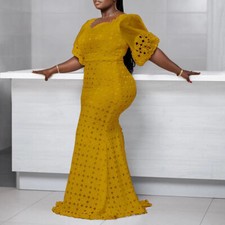 Ankara long lace dress