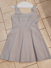 Ann Taylor LOFT Blue Overlay Cotton Eyelet Lace Fit Flare Dress Size 10