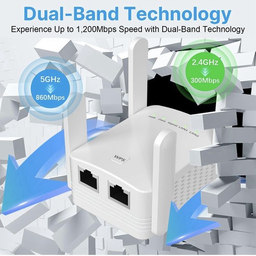 NEW WIFI Extender 1200Mbps Repeater Wireless Long Range Coverage Signal Booster - Picture 3 of 7