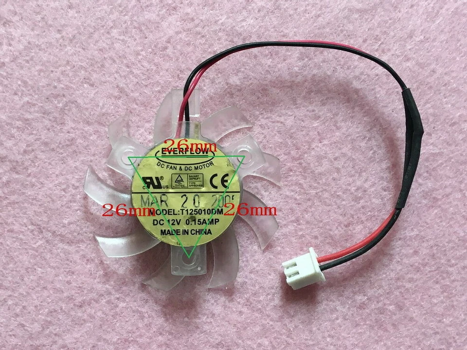 45mm ASUS MSI GIGABYTE VGA Fan Replacement 26mm 2Pin T125010DM DC 12V 0.15A R38 - Image 3 of 4